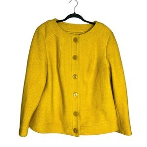 Focus 2000 Wool Blend 5 Button Mustard Yellow Tweed Blazer Jacket, Size 16W